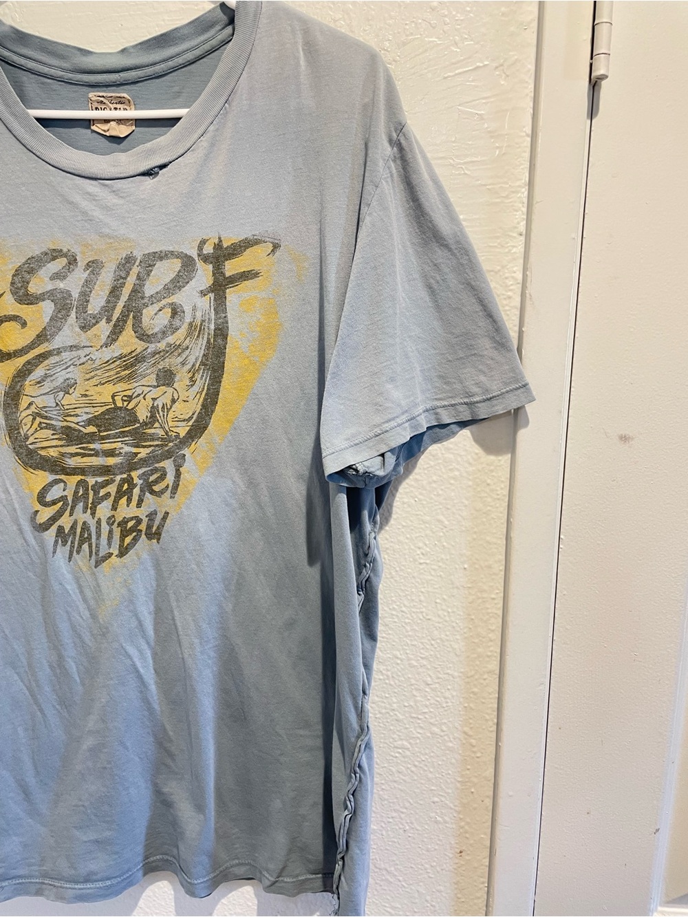 Big Star Surf Safari Malibu Shirt XL Blue Exposed Overlock Seam Graphic Tee - Picture 3 of 9